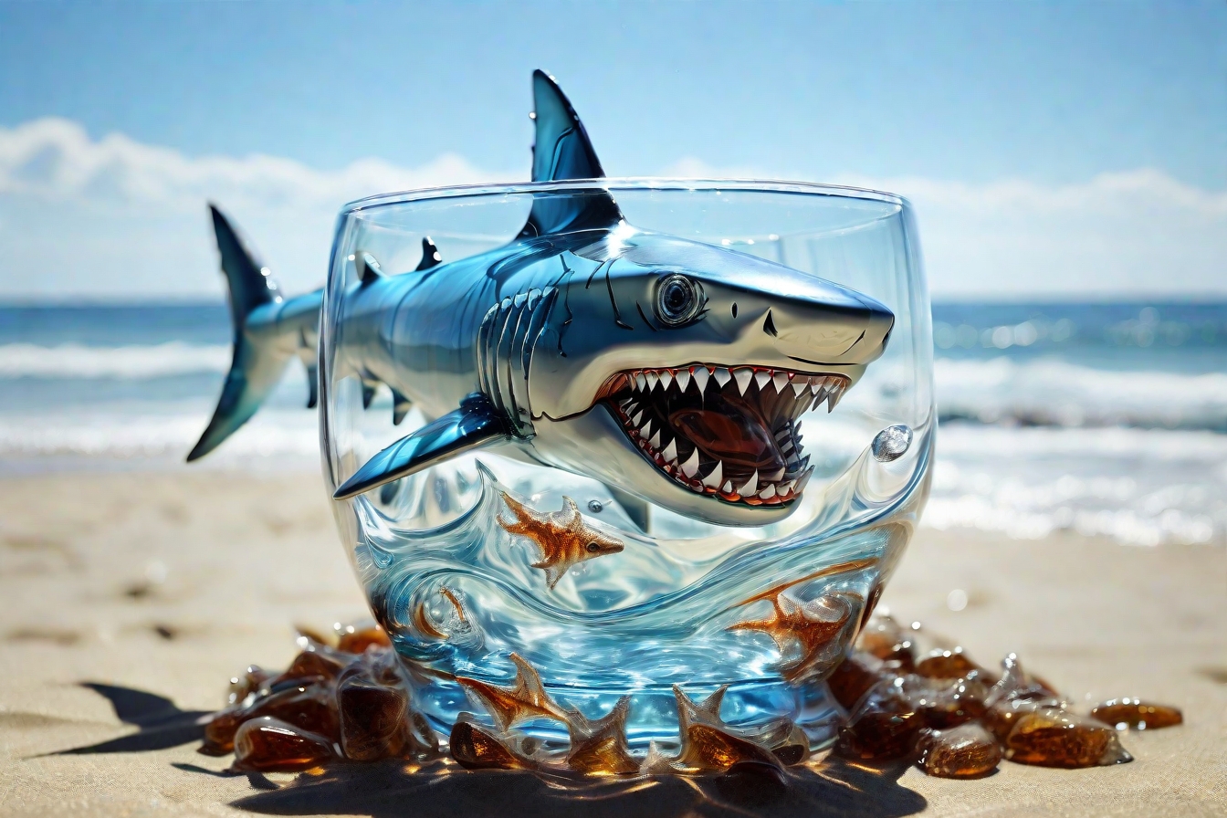 Leonardo_Diffusion_XL_Glass_water_glass_shark_Shark_made_out_o_0